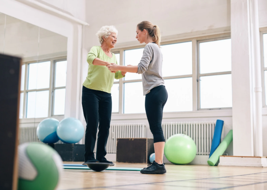 Falls Prevention - physio with older lady