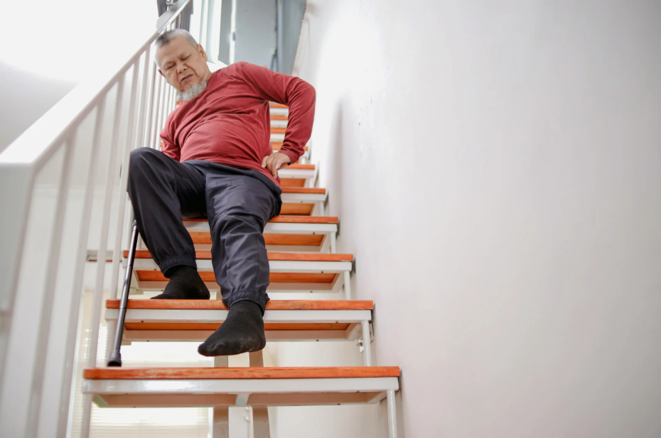 Falls Prevention - person falling on stairs